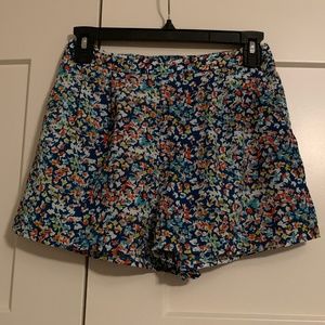 Blue/Multicolor Floral Print Shorts